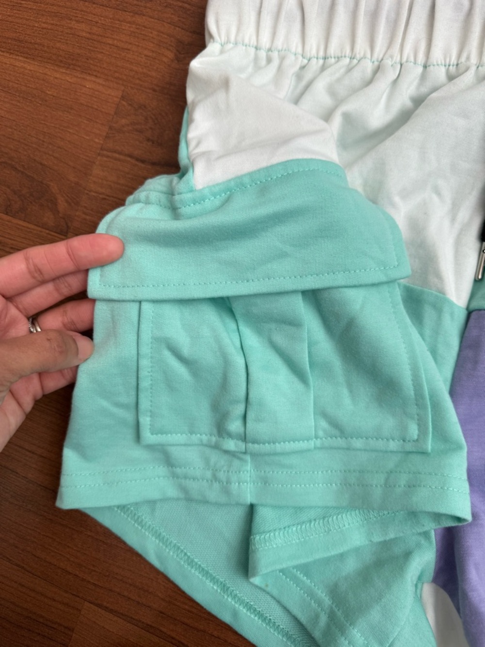 SHEIN Mint Lavender White Colorblock Crop Tank & Shorts Set - Picture 2 of 7